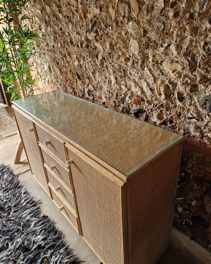Mid Century Bamboo and Rattan Sideboard