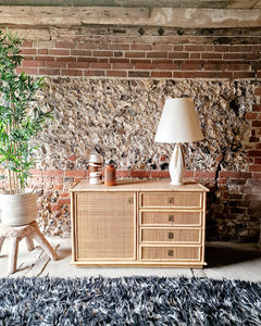 Italian Mid Century Bamboo and Rattan Sideboard Del Vera