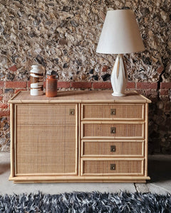 Italian Mid Century Bamboo and Rattan Sideboard Del Vera