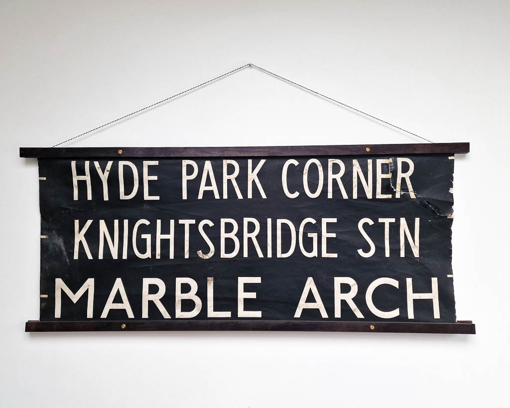 Vintage Hanging London Bus Blind (Hyde Park Corner)