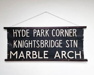 Vintage Hanging London Bus Blind (Hyde Park Corner)