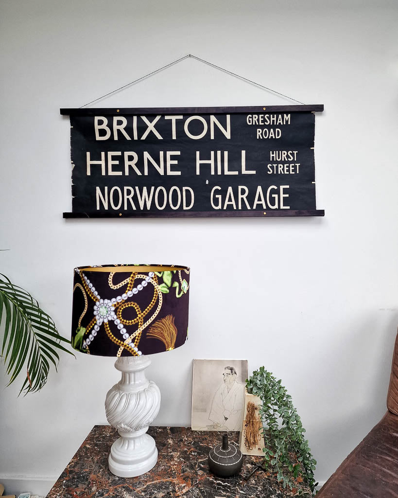 Vintage Hanging London Bus Blind (Brixton)