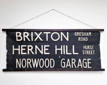 Vintage Hanging London Bus Blind (Brixton)