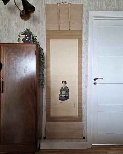 Vintage Japanese Hanging Scroll of Married Couple (Pair)
