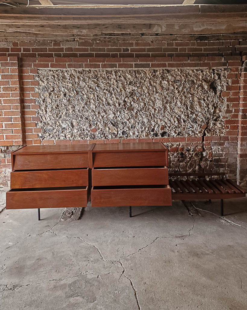 Mid Century Double Chest of Drawers (inc. Luggage Rack