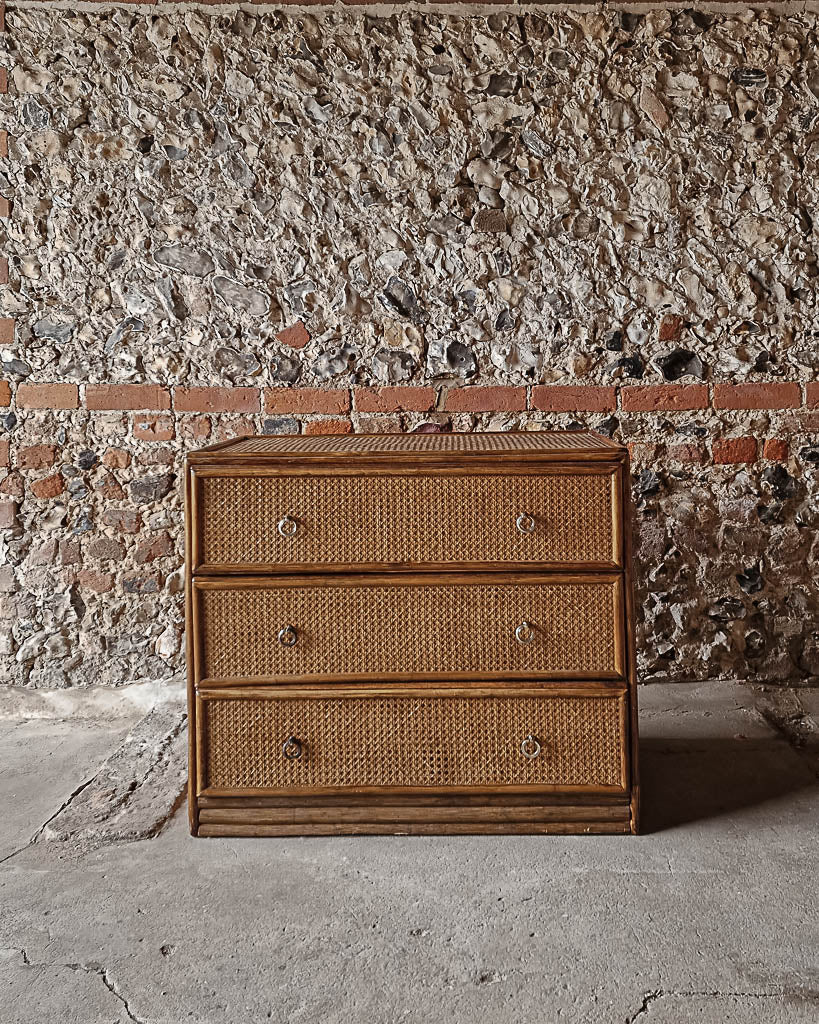 Mid Century Bamboo & Rattan Chest of Drawers