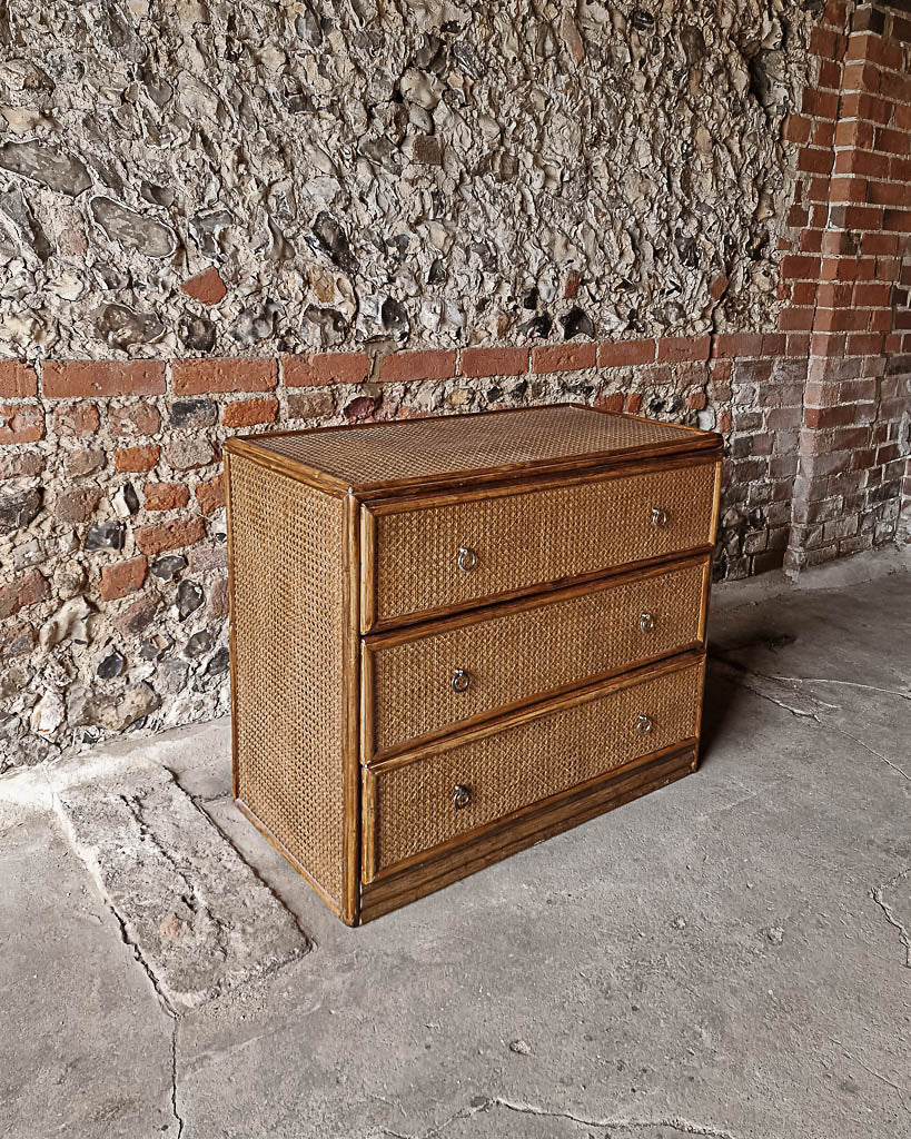 Mid Century Bamboo & Rattan Chest of Drawers