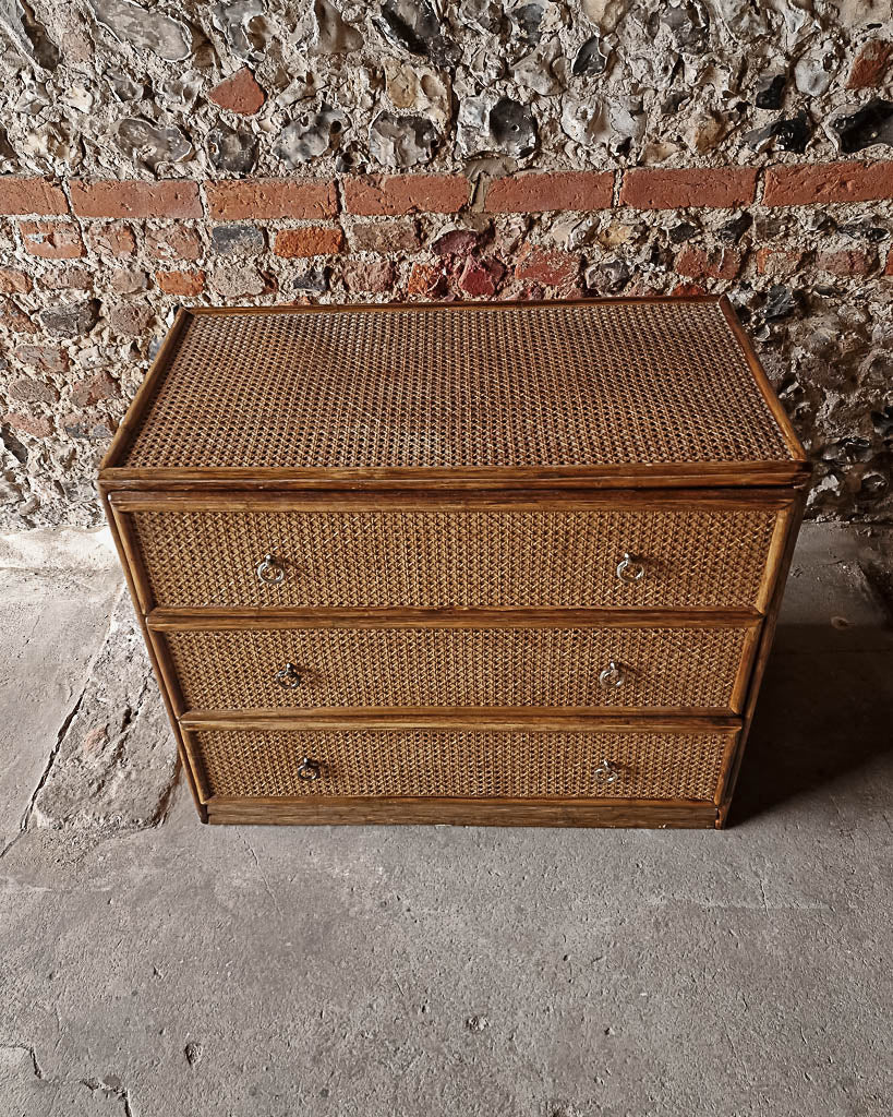 Mid Century Bamboo & Rattan Chest of Drawers