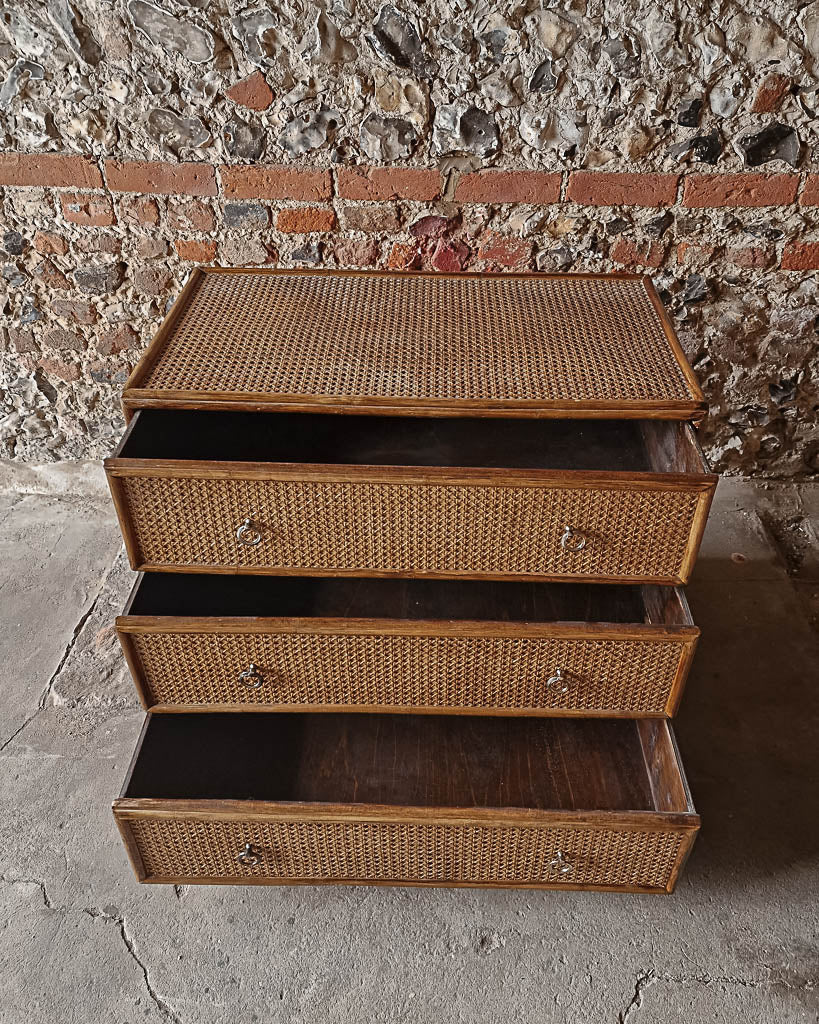 Mid Century Bamboo & Rattan Chest of Drawers
