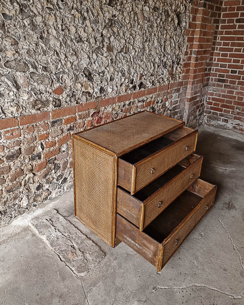 Mid Century Bamboo & Rattan Chest of Drawers