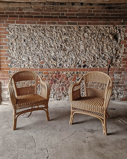 Vintage Bamboo & Wicker Chair (Pair)