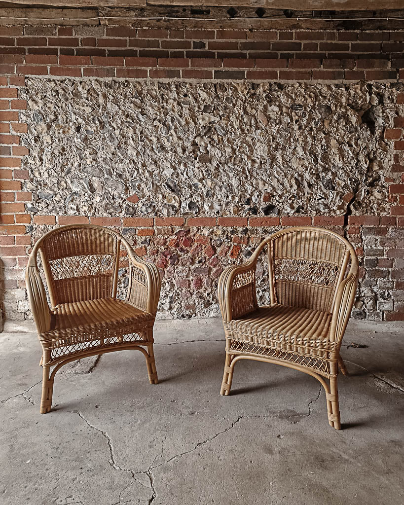Vintage Bamboo & Wicker Chair (Pair)