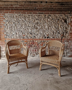 Vintage Bamboo & Wicker Chair (Pair)