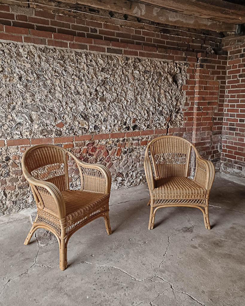 Vintage Bamboo & Wicker Chair (Pair)