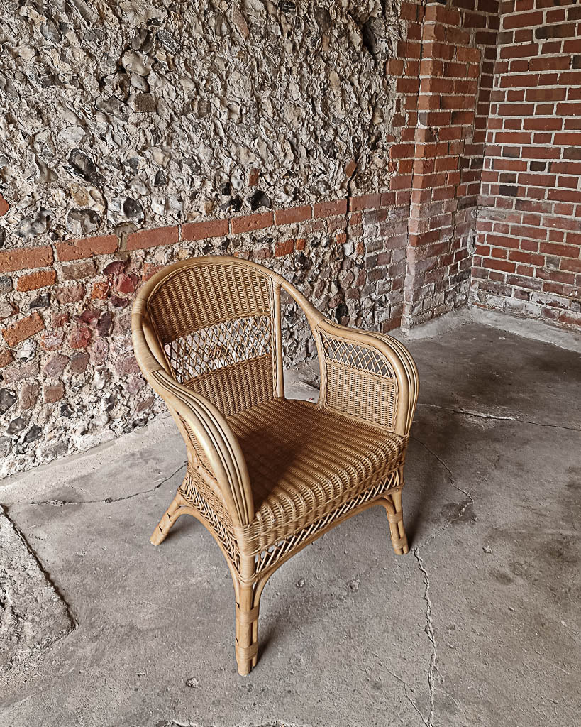 Vintage Bamboo & Wicker Chair (Pair)