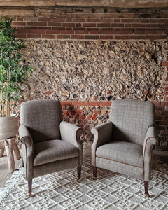 Mid Century Harris Tweed Armchairs (Pair)
