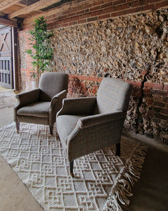 Mid Century Harris Tweed Armchairs (Pair)