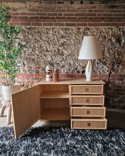 Italian Mid Century Bamboo and Rattan Sideboard Del Vera