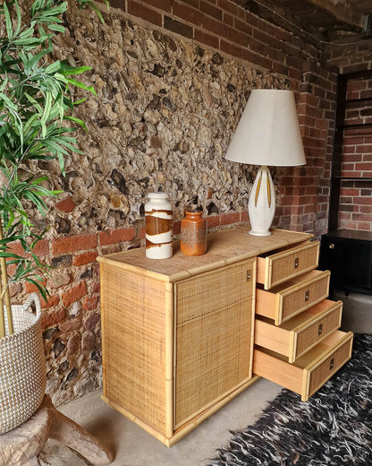 Italian Mid Century Bamboo and Rattan Sideboard Del Vera