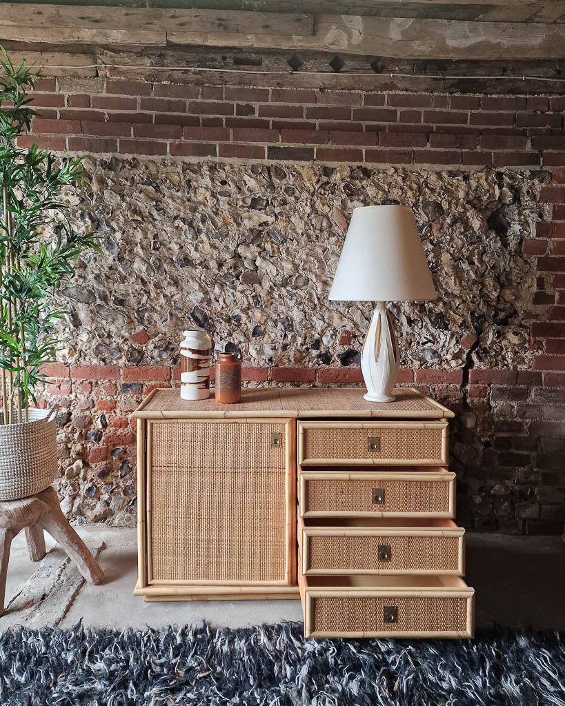 Italian Mid Century Bamboo and Rattan Sideboard Del Vera