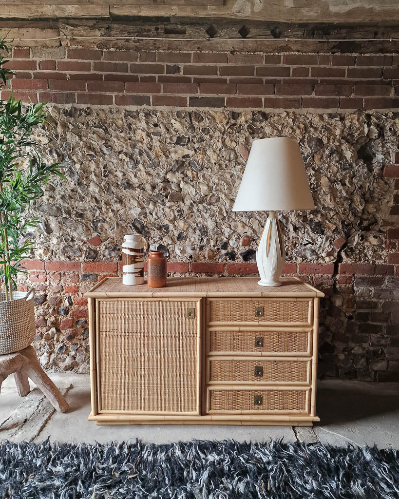 Italian Mid Century Bamboo and Rattan Sideboard Del Vera