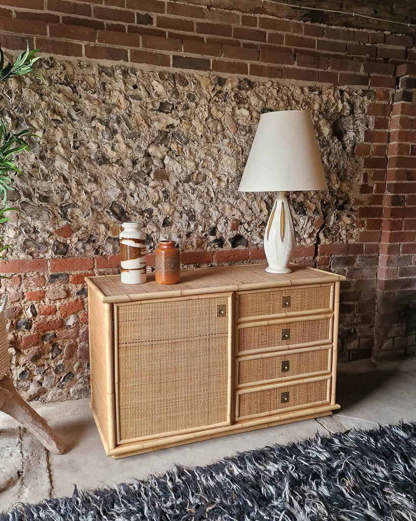 Italian Mid Century Bamboo and Rattan Sideboard Del Vera