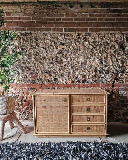 Italian Mid Century Bamboo and Rattan Sideboard Del Vera