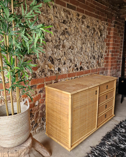 Italian Mid Century Bamboo and Rattan Sideboard Del Vera