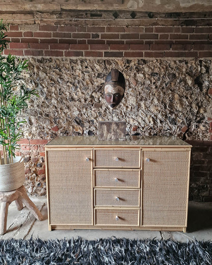 Mid Century Bamboo and Rattan Sideboard
