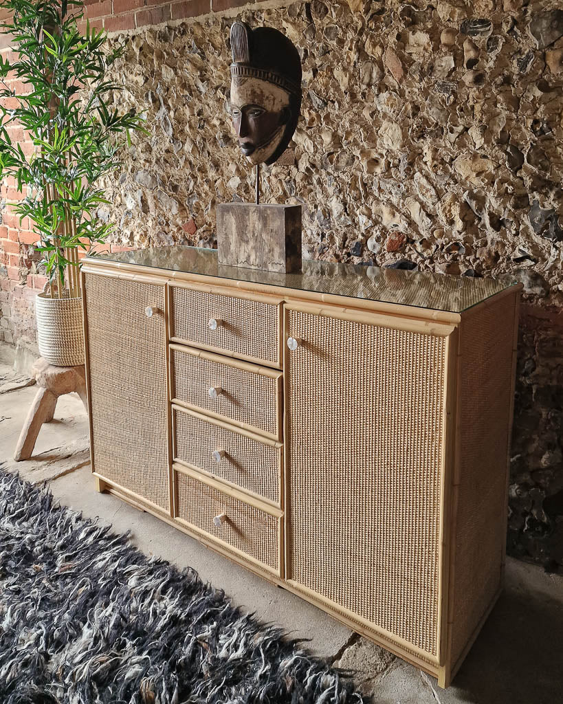 Mid Century Bamboo and Rattan Sideboard