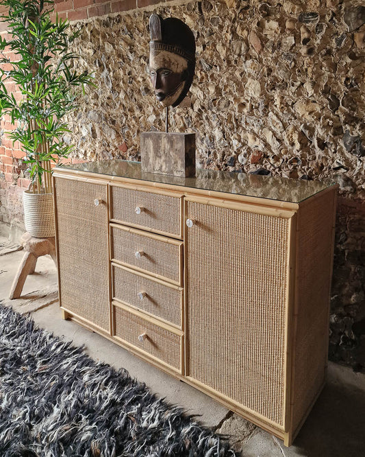 Mid Century Bamboo and Rattan Sideboard
