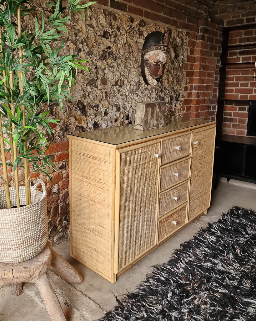 Mid Century Bamboo and Rattan Sideboard