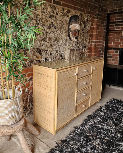 Mid Century Bamboo and Rattan Sideboard