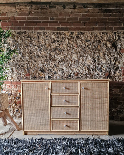 Mid Century Bamboo and Rattan Sideboard