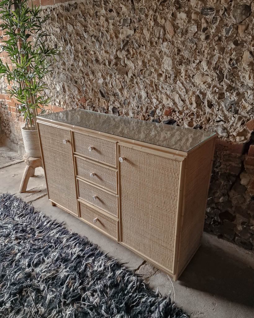 Mid Century Bamboo and Rattan Sideboard