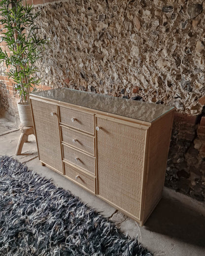 Mid Century Bamboo and Rattan Sideboard
