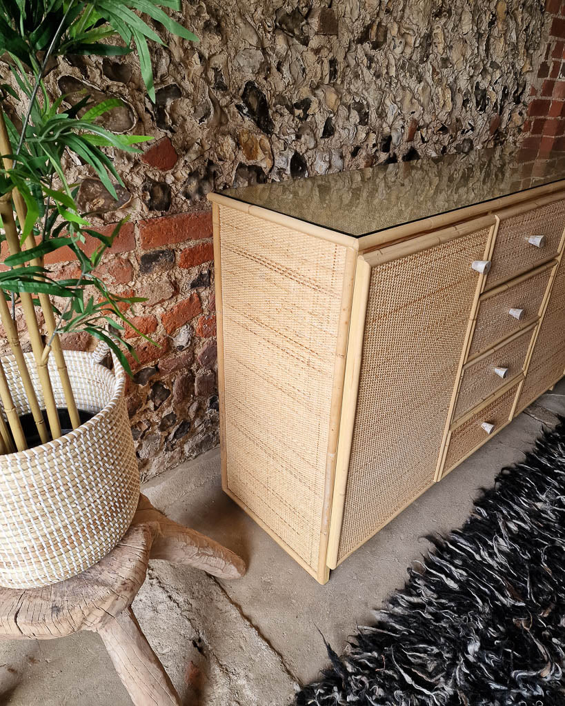 Mid Century Bamboo and Rattan Sideboard