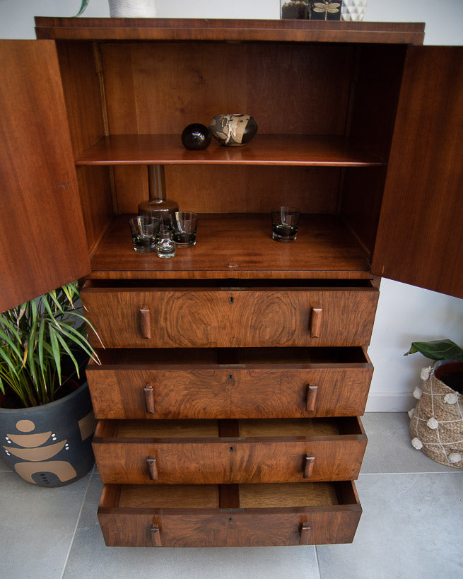 Art Deco Tallboy / Cocktail Cabinet / Linen Press