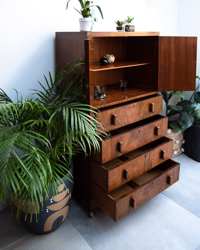 Art Deco Tallboy / Cocktail Cabinet / Linen Press