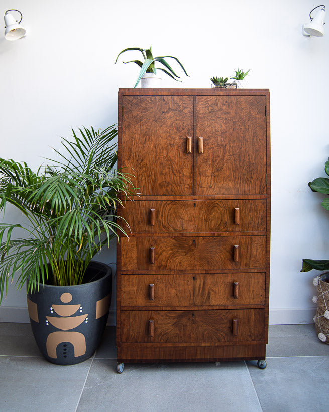 Art Deco Tallboy / Cocktail Cabinet / Linen Press