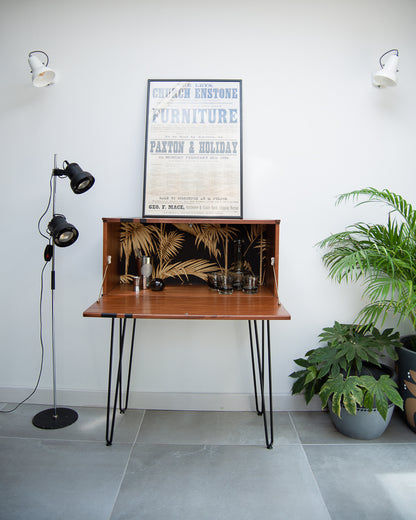 Mid Century Teak Cocktail / Desk Cabinet (Stripes)