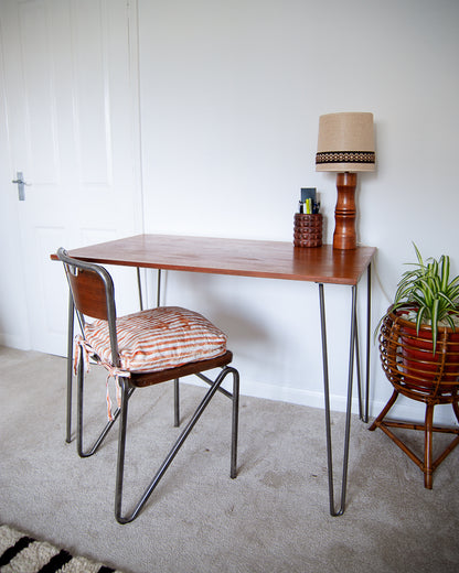Vintage Reclaimed Teak Hairpin Leg Desk