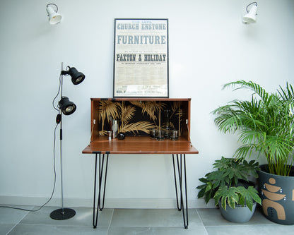 Mid Century Teak Cocktail / Desk Cabinet (Stripes)