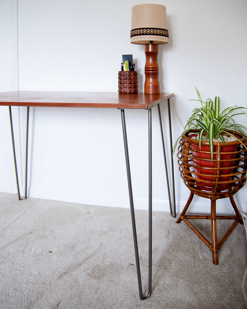 Vintage Reclaimed Teak Hairpin Leg Desk
