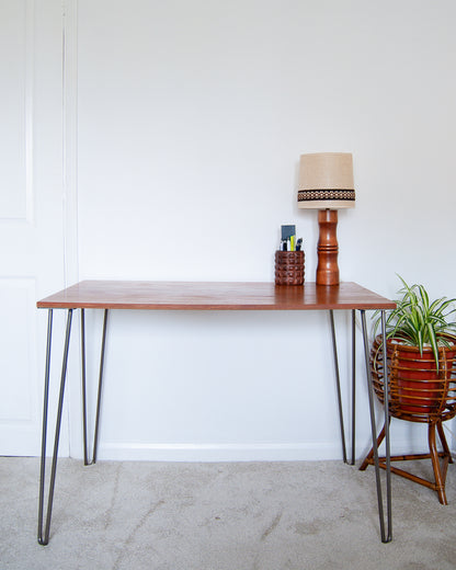 Vintage Reclaimed Teak Hairpin Leg Desk