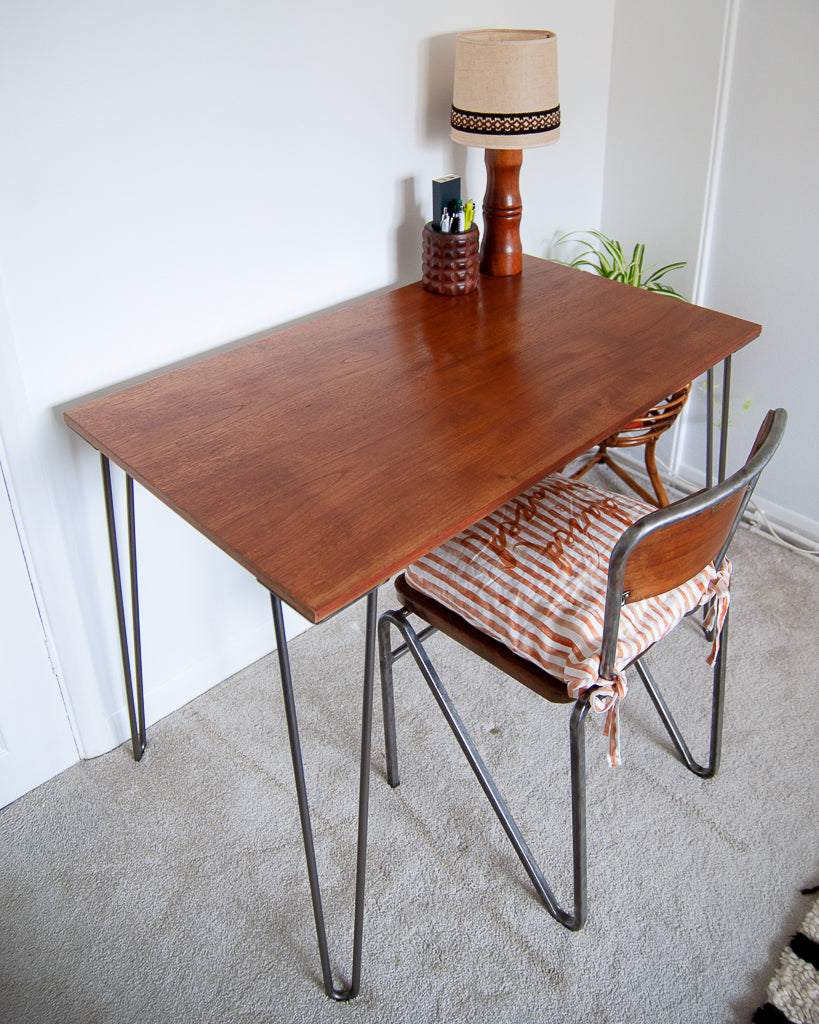 Vintage Reclaimed Teak Hairpin Leg Desk