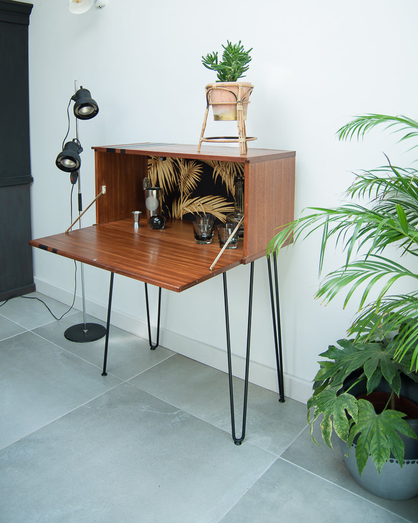 Mid Century Teak Tapley Desk Cocktail Cabinet