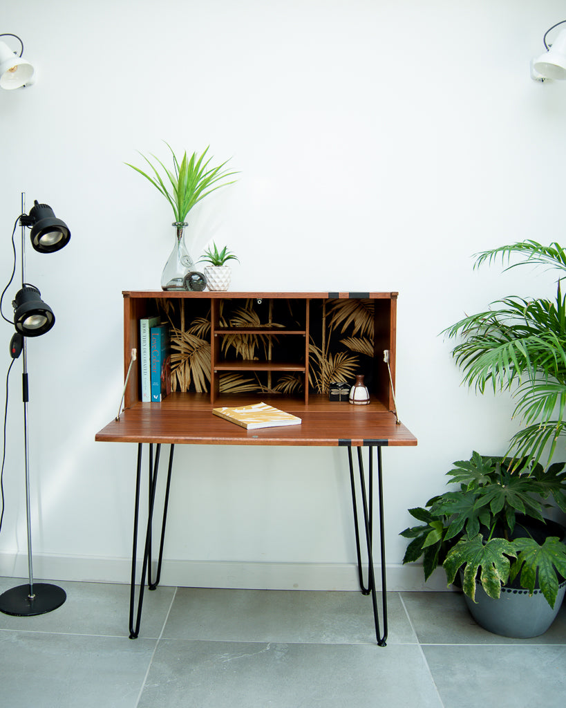 Mid Century Teak Tapley Desk Cocktail Cabinet