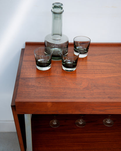 Afromosia Teak & Chrome Cocktail Trolley / Bar