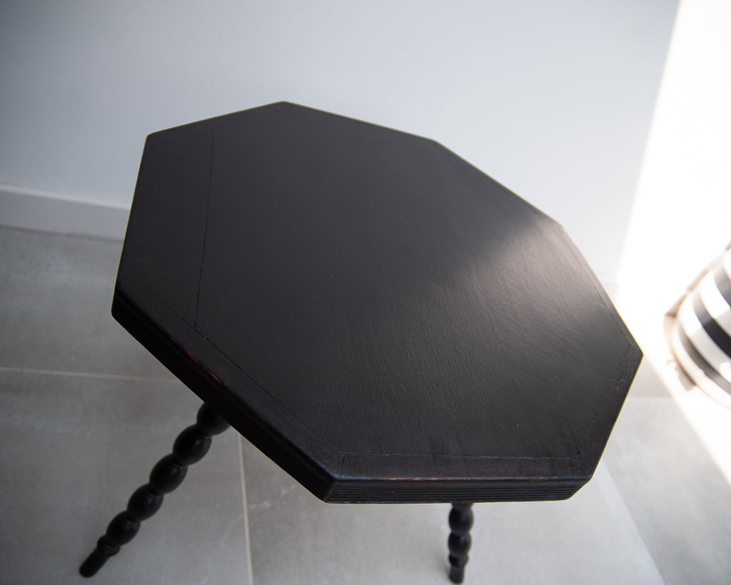 Ebonised Oak Bobbin Leg Side Table